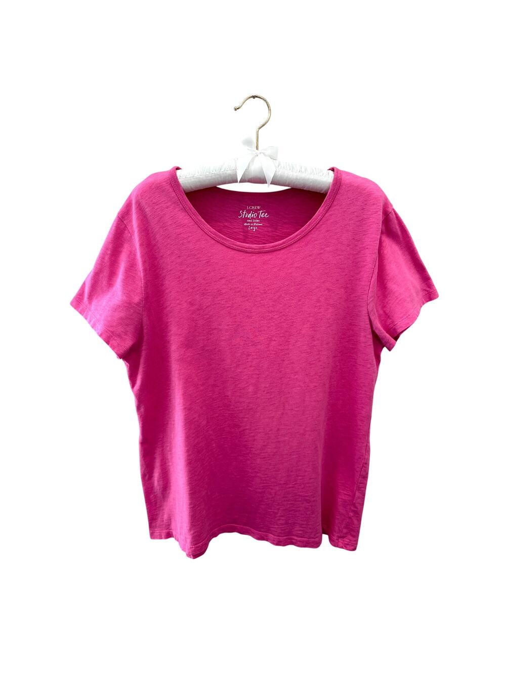J.CREW | Studio Tee Hot Pink Short Sleeve Cotton T-Shirt Tee Casual | Large